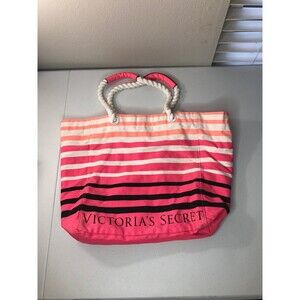 Victoria’s Secret Hot Pink Ombre Large Canvas Tote Bag Beach Bag